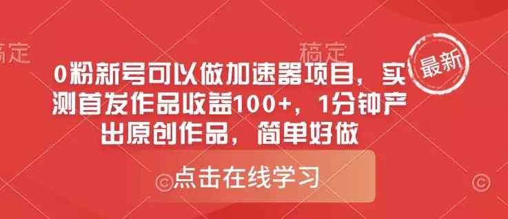 0粉新号可以做的加速器项目，实测首发作品收益100+，1分钟产出原创作品，简单好做